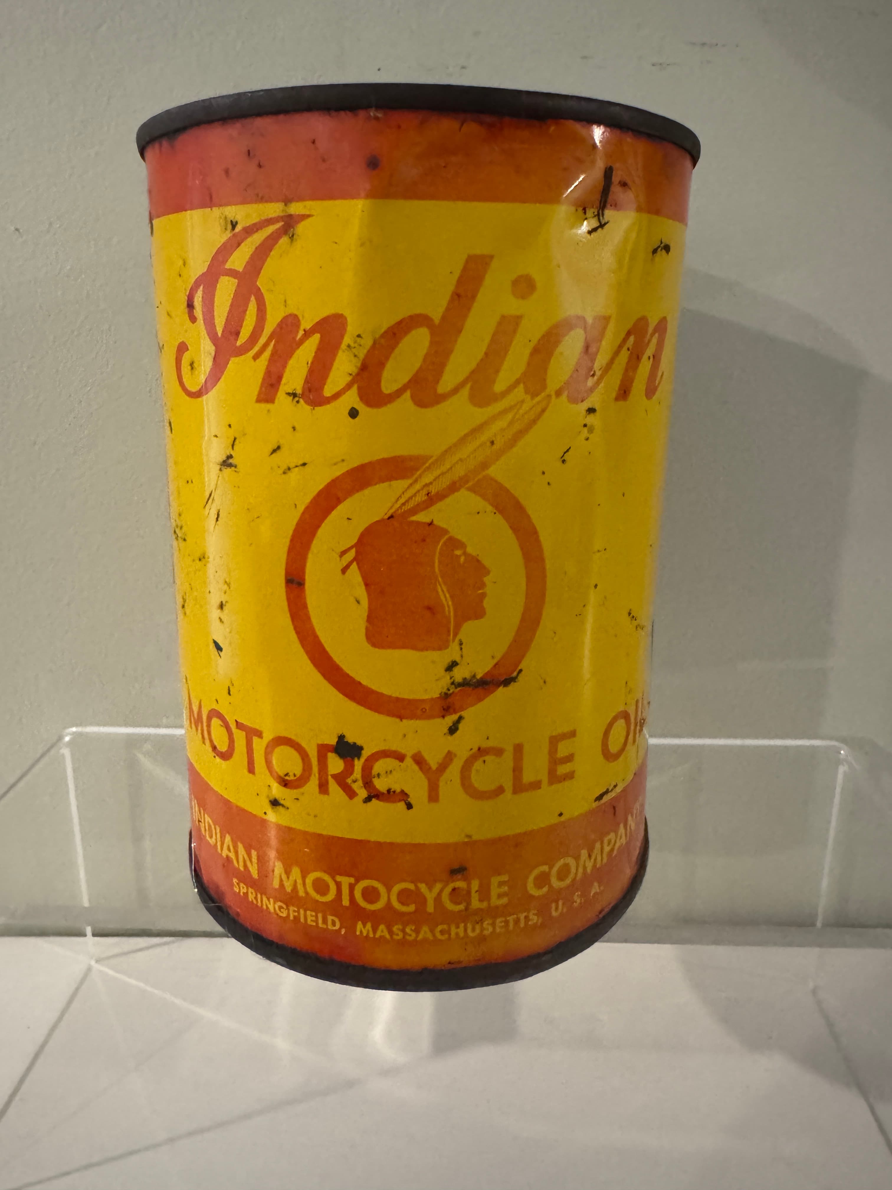 Vintage Indian Motorcycle Oil Tin - Motor Oil Petrol Tin - Motorbike