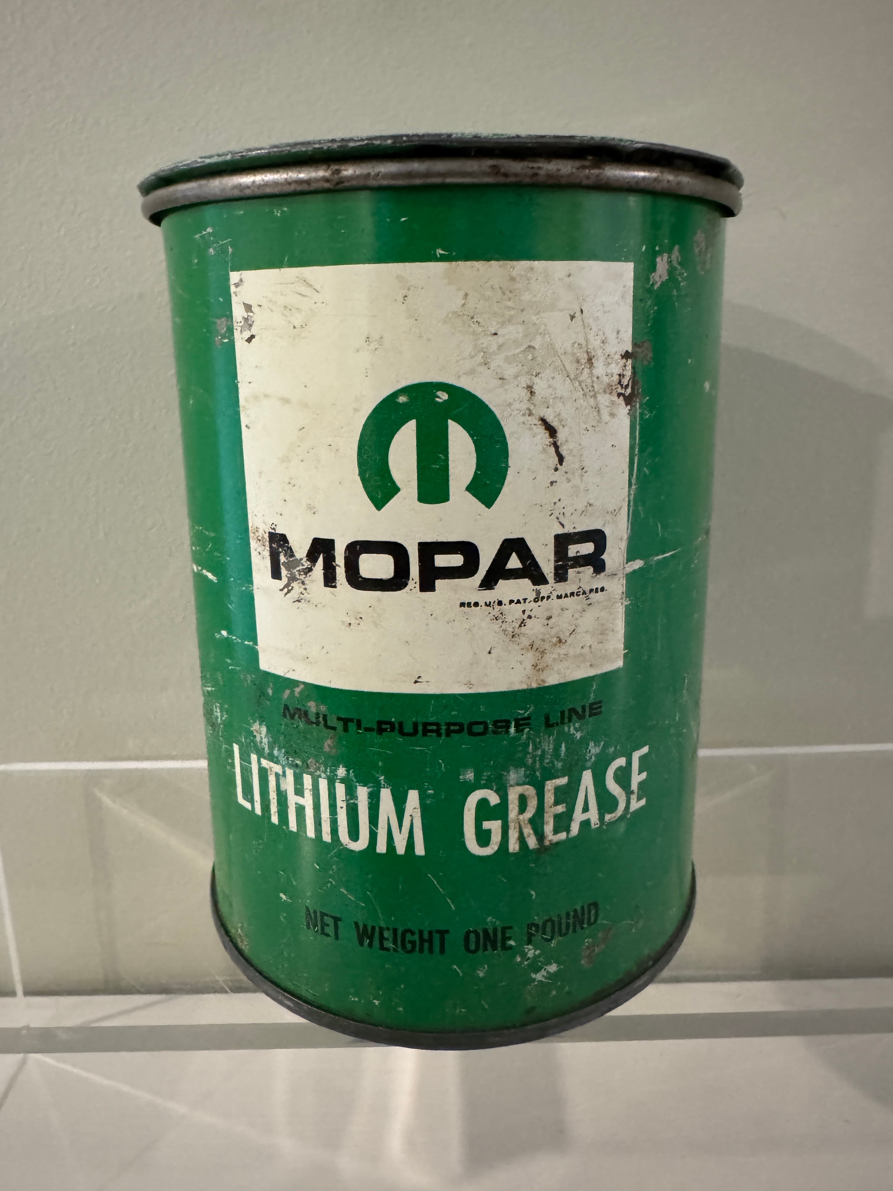 Vintage Mopar Grease Tin - Motor Oil Petrol Tin - Chrysler Dodge Plymouth