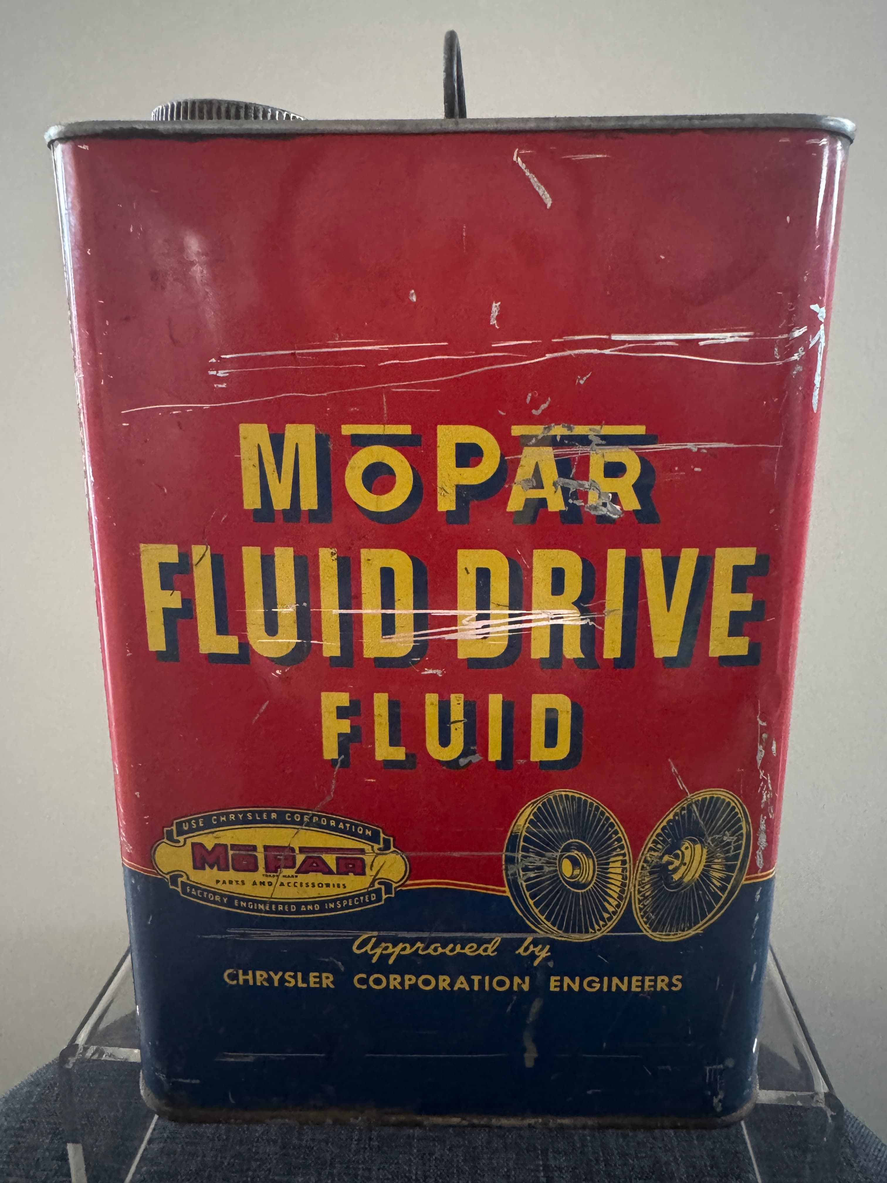 Vintage Mopar Fluid Drive Tin - Motor Oil Petrol Tin - Chrysler Dodge Plymouth