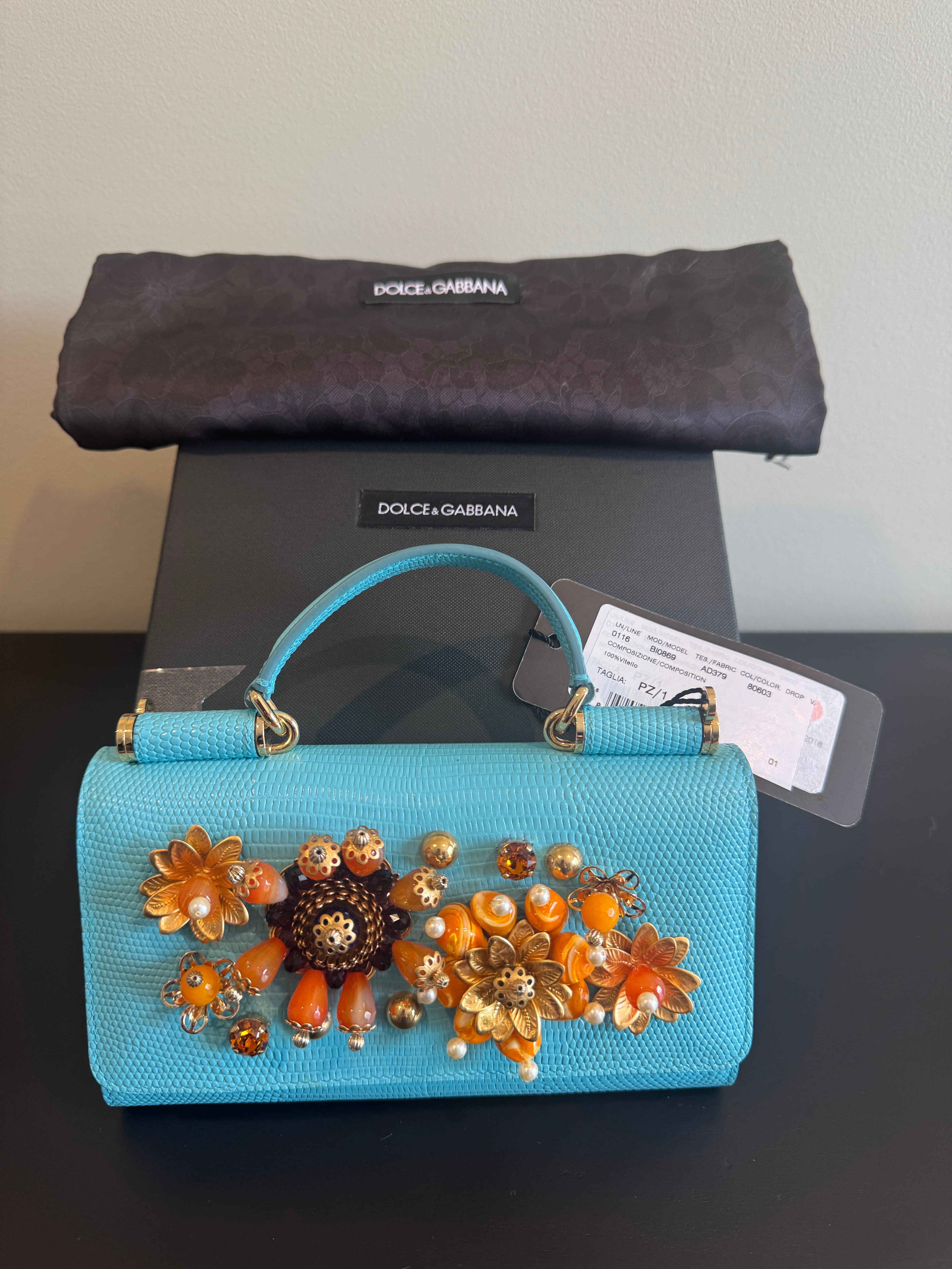 Dolce & Gabbana Ladies Handbag - Blue Beaded - GENUINE BAG NEW WITH TAGS