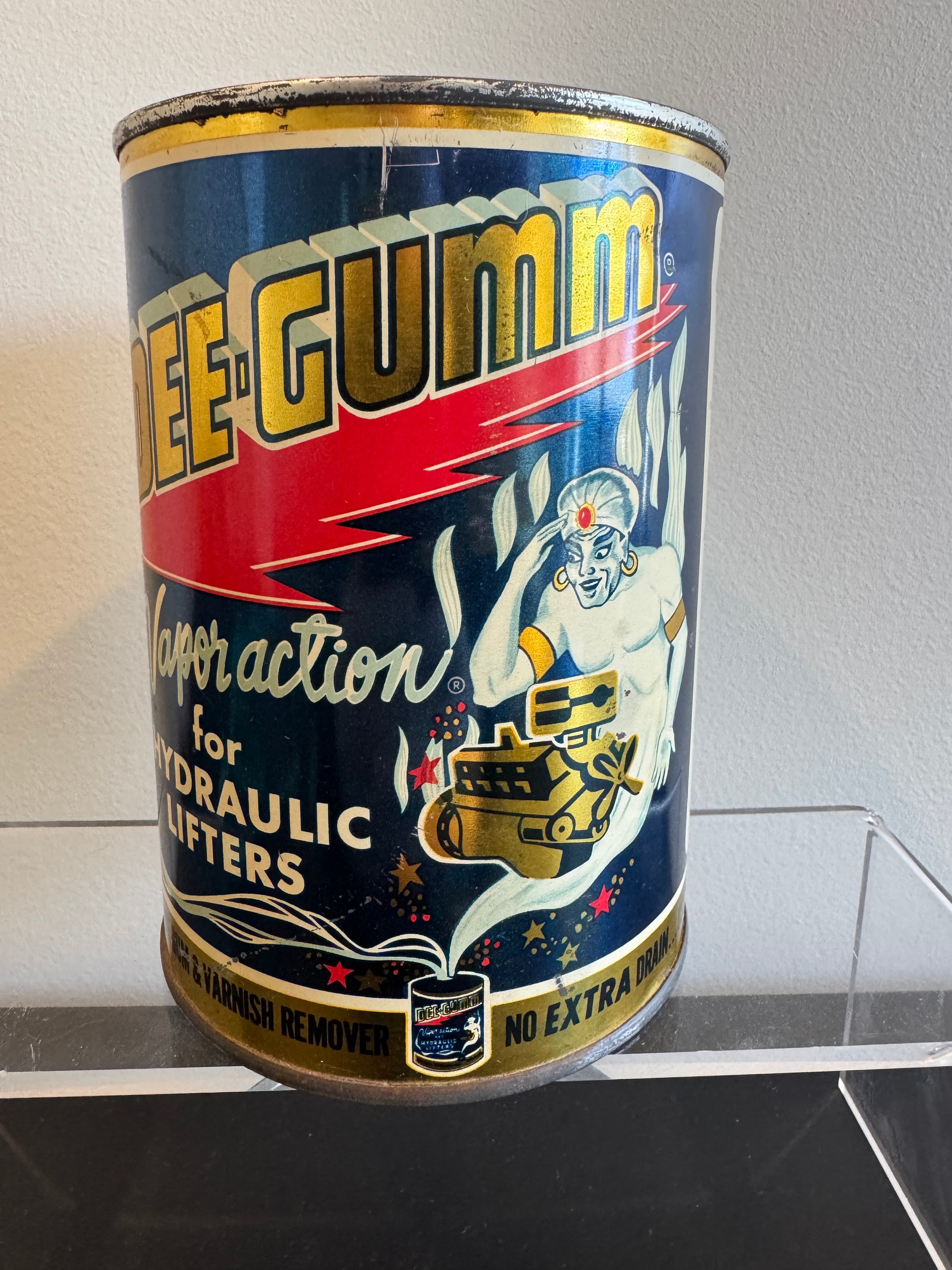 Vintage DEE GUMM Engine Gum & Varnish Remover Tin - Motor Oil Petrol Tin
