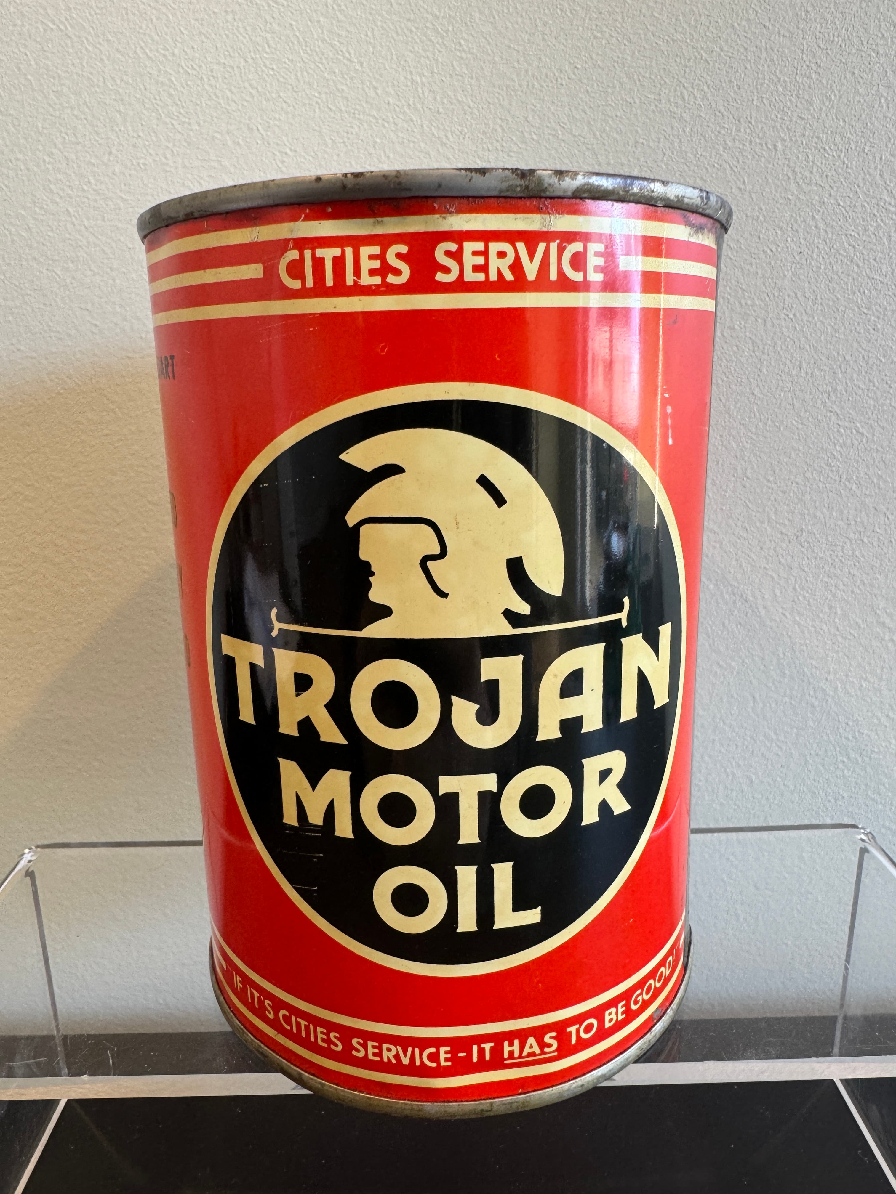Vintage Trojan Motor Oil Tin - Motor Oil Petrol Tin