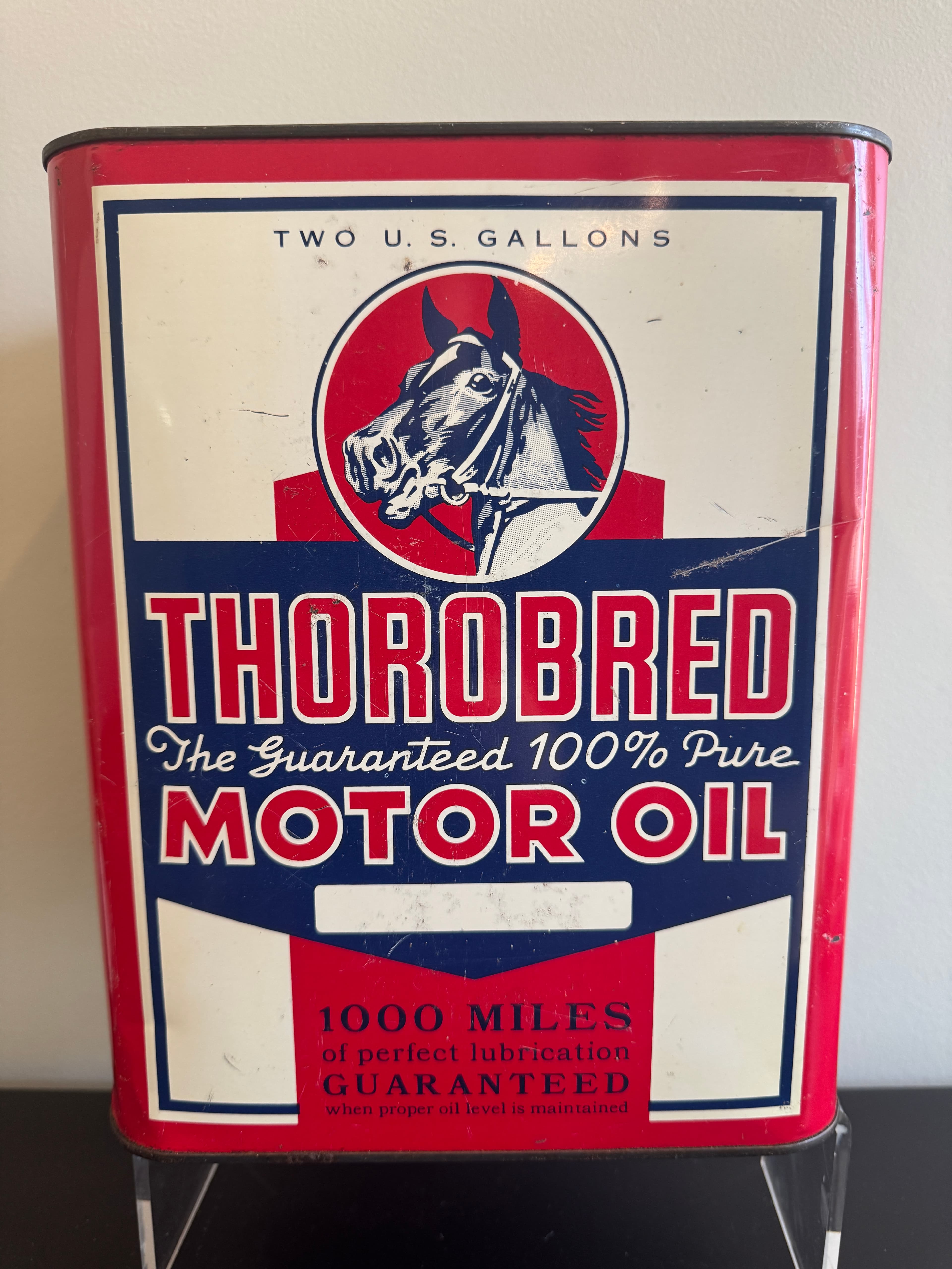 Vintage Thorobred Motor Oil Tin - Motor Oil Petrol Tin - Horse