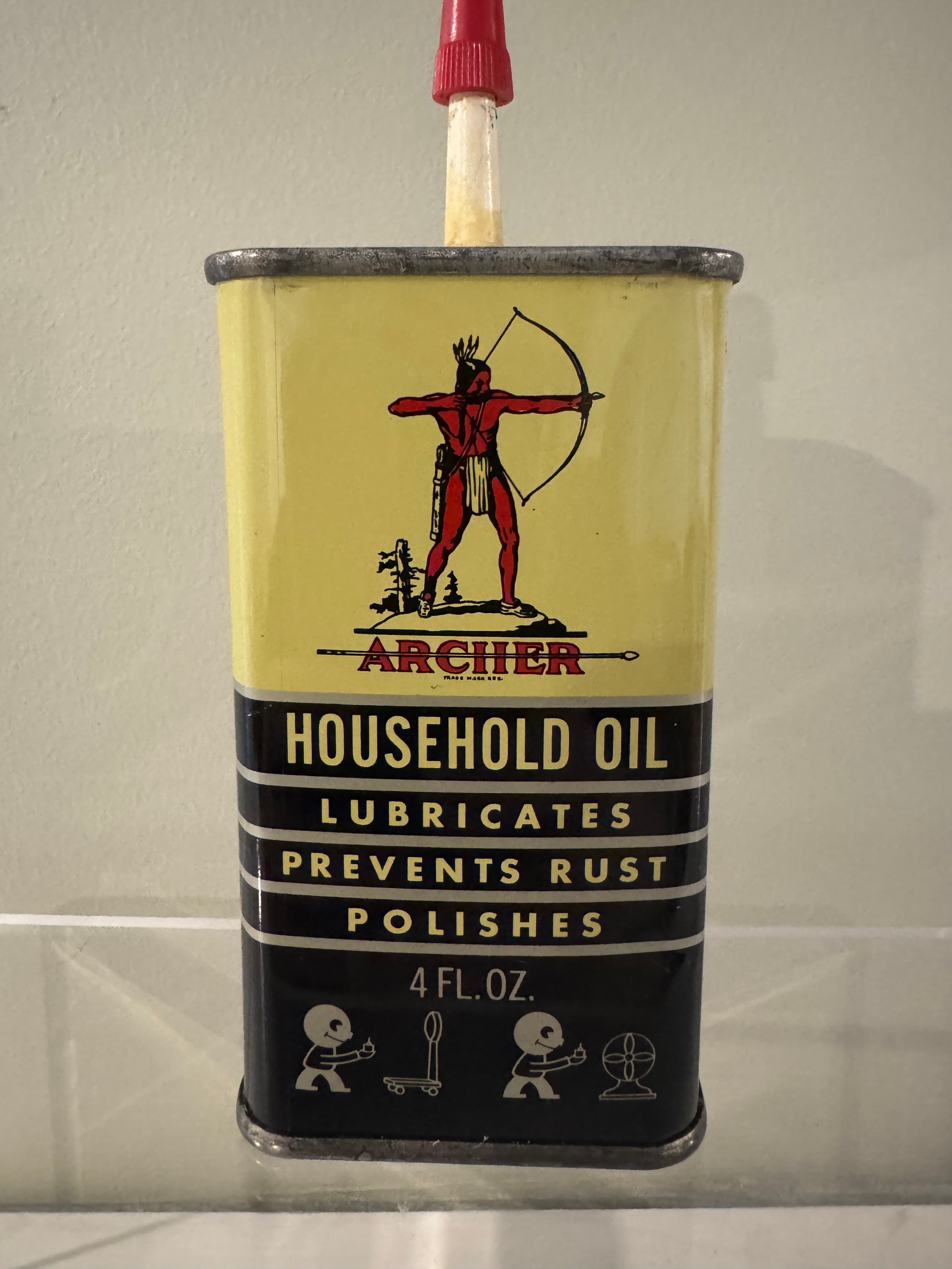 Vintage Archer Household Handy Oiler Oil Tin - Motor Oil Petrol Tin - Indian