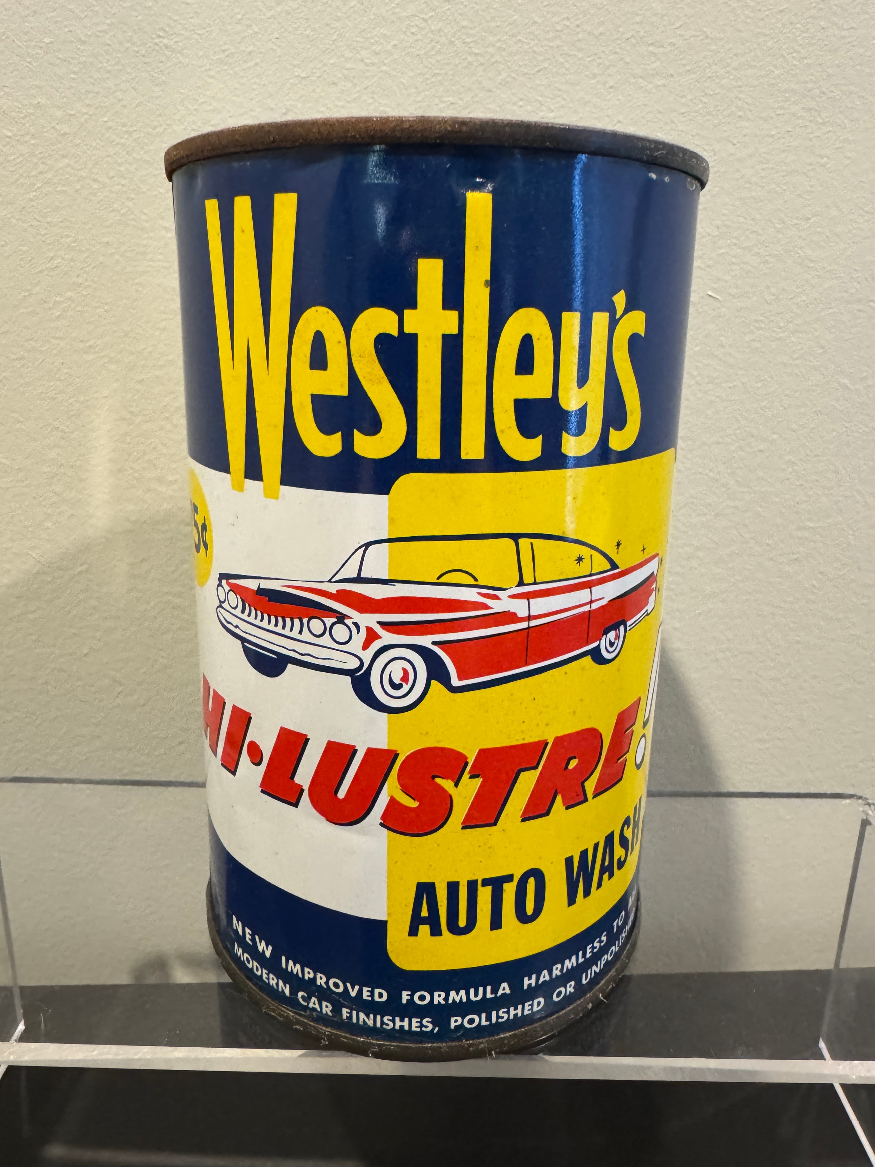 Vintage Westley's Auto Wash Tin - Motor Oil Petrol Tin